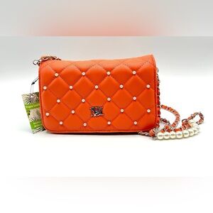 New Badgley Mischka Coral Quilted Crossbody Bag